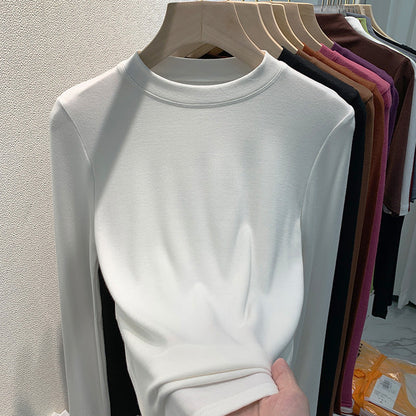 Damen Langarmshirt Feinestruktur Weiß Eveloria