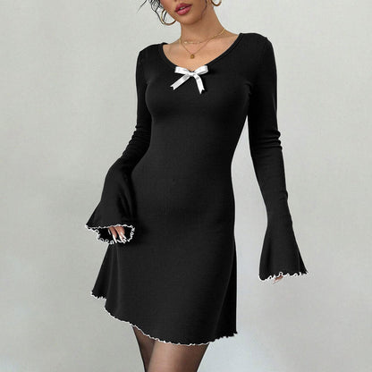 Damen Minikleid Rüschendetails Schleifendekor Eveloria - Eveloria