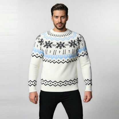 Herren Strickpullover Rundhals Wintermuster - Eveloria