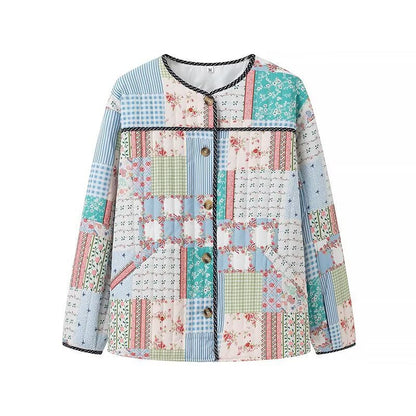 Damen Patchworkjacke Stilvolles Design Praktische Taschen