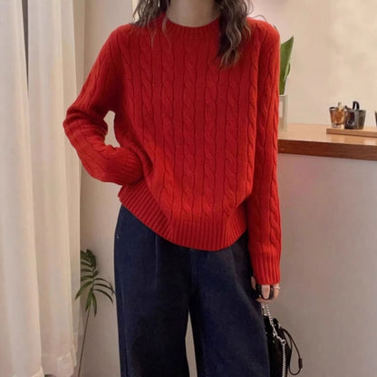 Damen Strickpullover Kabelmuster