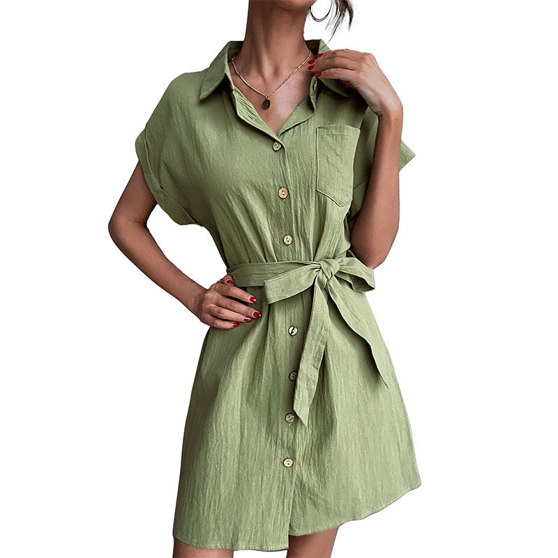 Damen Hemdblusenkleid Taillen-Gürtel Eveloria