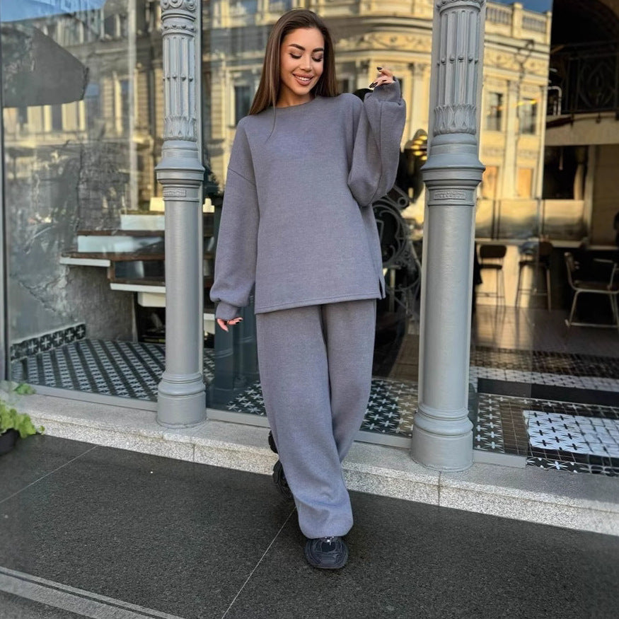Damen Fleece-Outfit Weites Design Bequem Grau