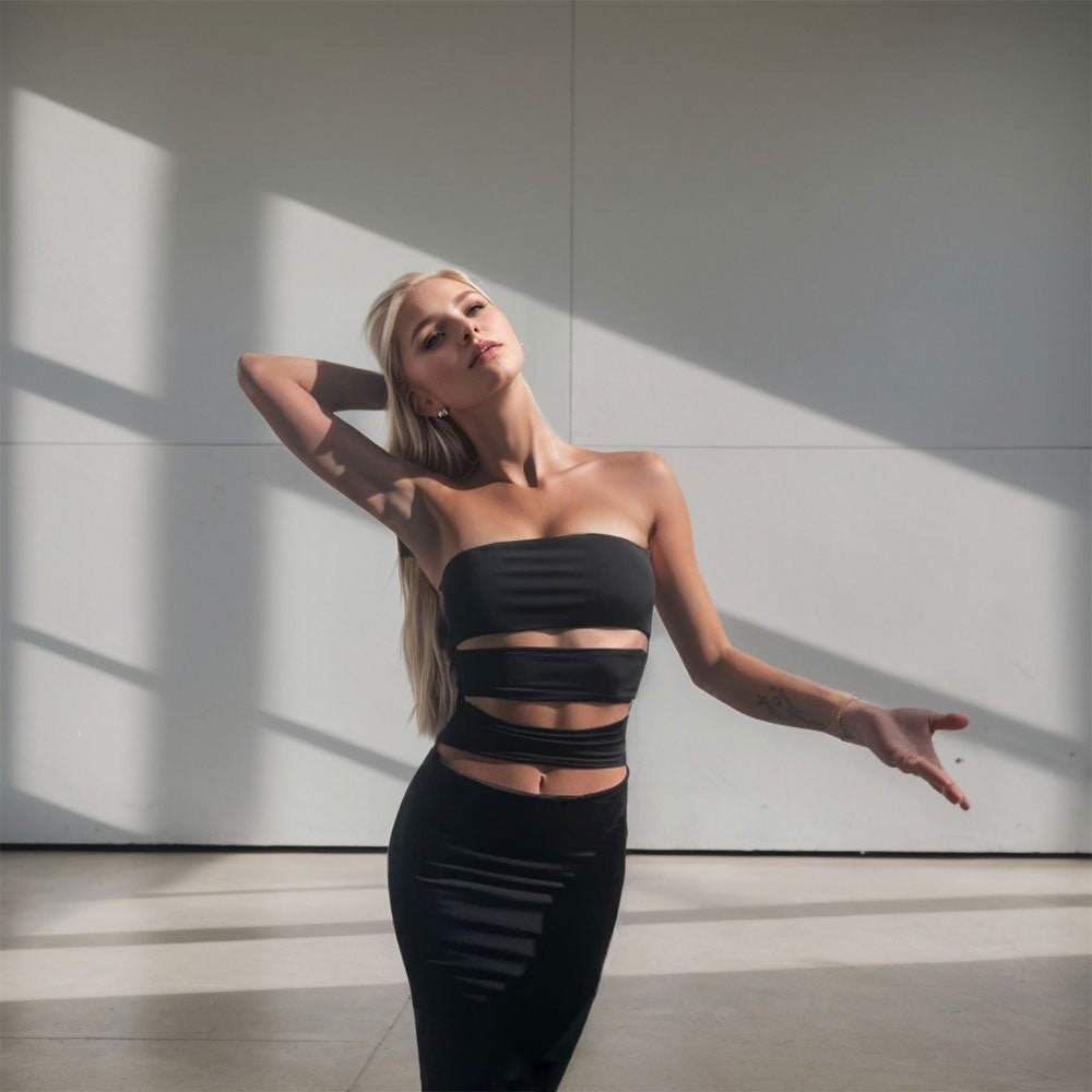 Damenkleid Figurbetont Bandeau-Ausschnitt