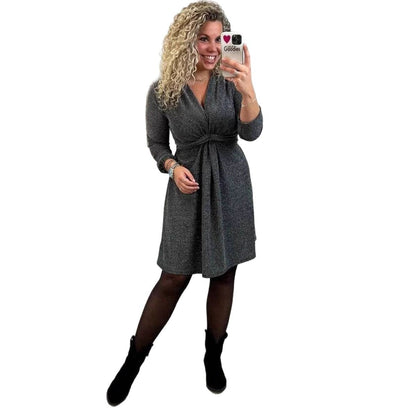 Damen Wickelkleid Elegantes Rüschenkleid Tailliert Eveloria