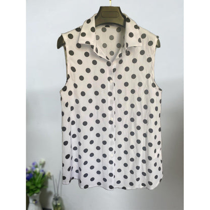 Damen ärmellose Bluse mit Punkten Eveloria