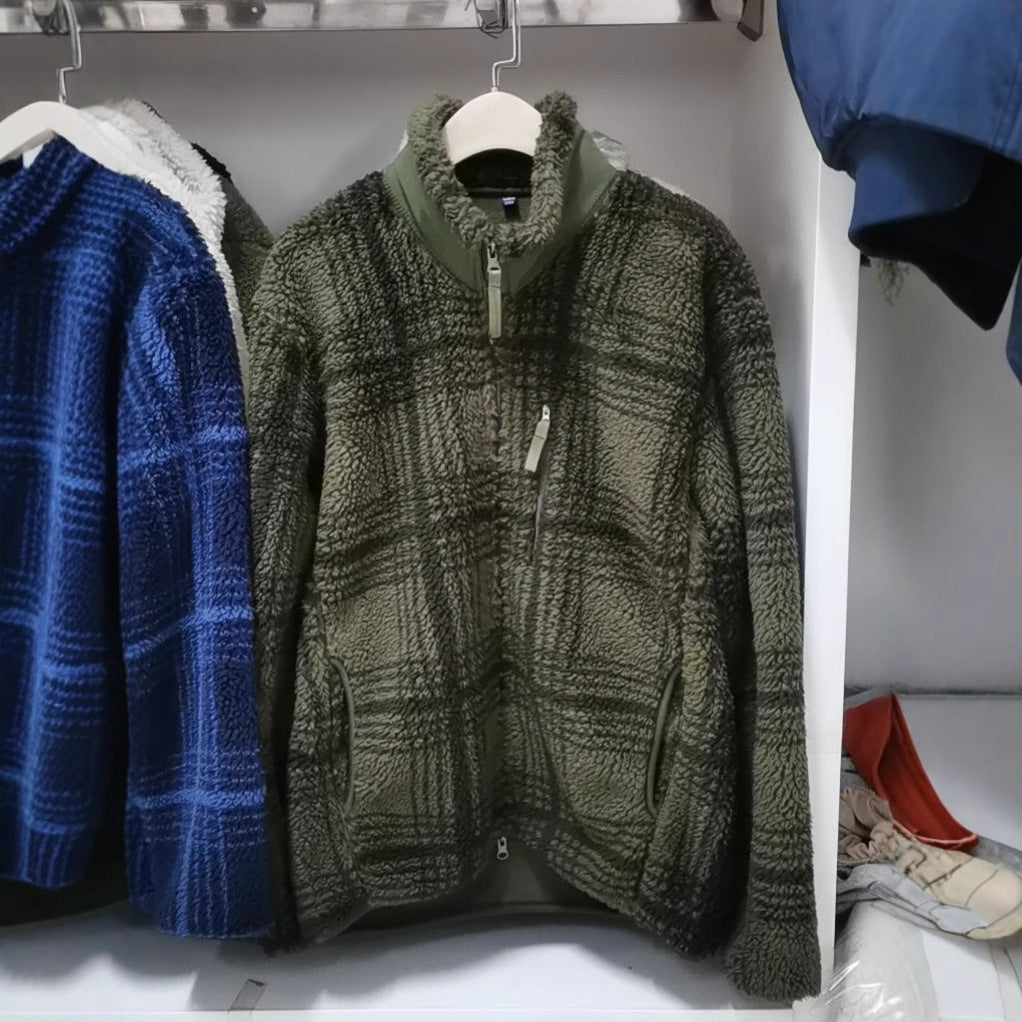 Damen Fleecejacke Wabenstruktur Hochkragen Grau Eveloria