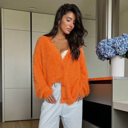 Damen Strickcardigan Kuschelig Grau Eveloria