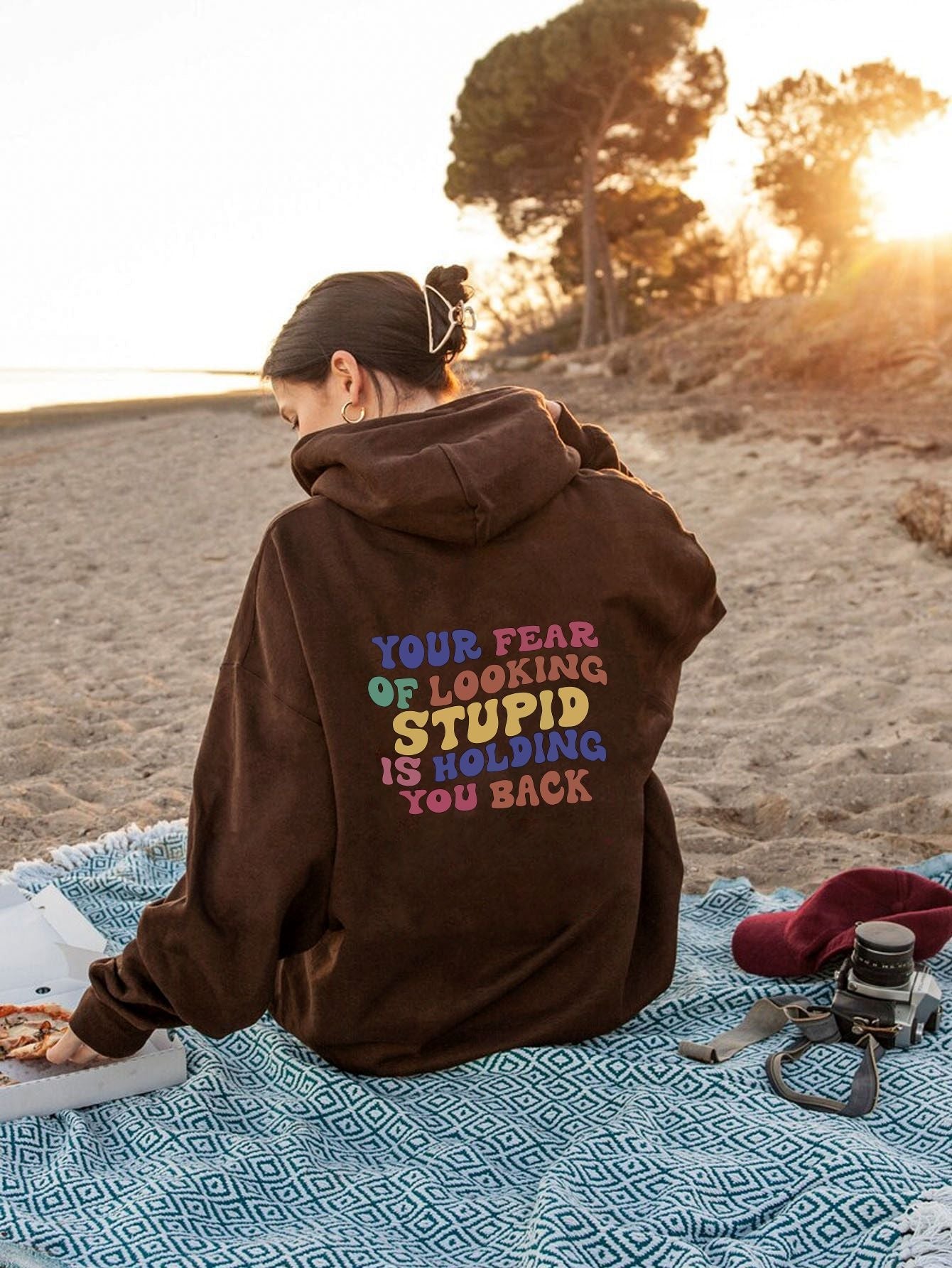 Damen Kapuzenpullover Inspirierender Statement-Druck