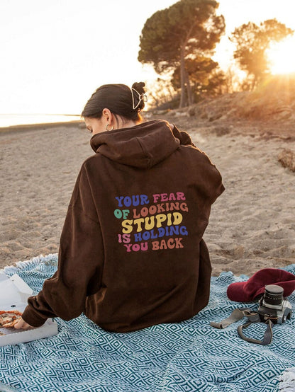Damen Kapuzenpullover Inspirierender Statement-Druck
