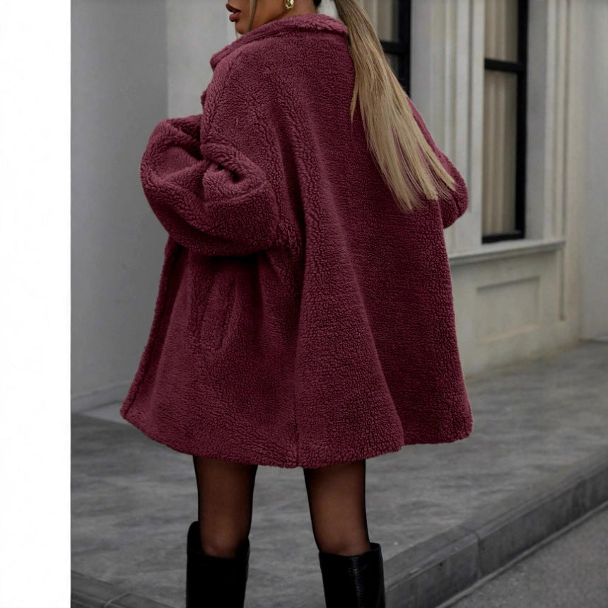 Damen Teddyjacke Kuscheljacke aus Plüschbezug