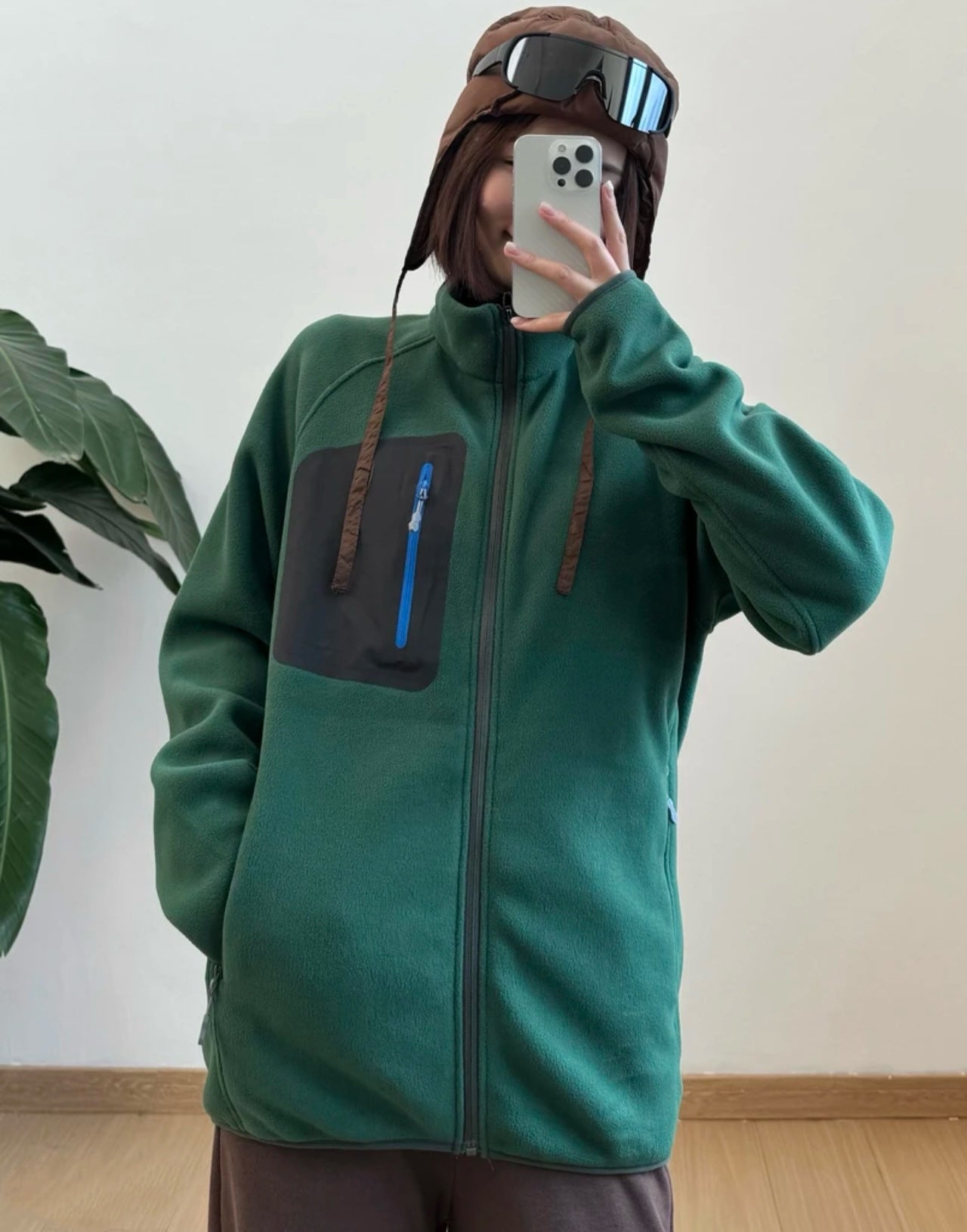Damen Fleecejacke Funktions-Taschen Hoher Kragen Eveloria