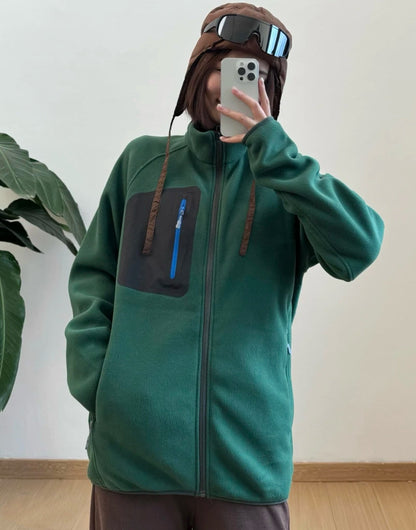 Damen Fleecejacke Funktions-Taschen Hoher Kragen Eveloria