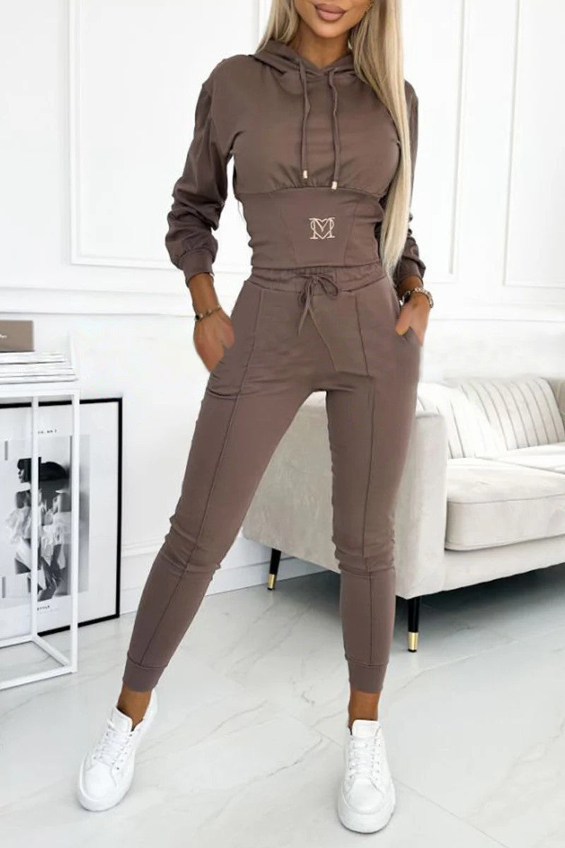 Damen Sportanzug Elastisch Kordelzug Eveloria