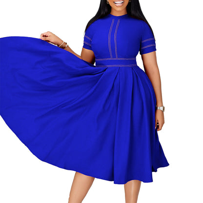 Damen Midikleid Tailliert Schwingender Rock Eveloria