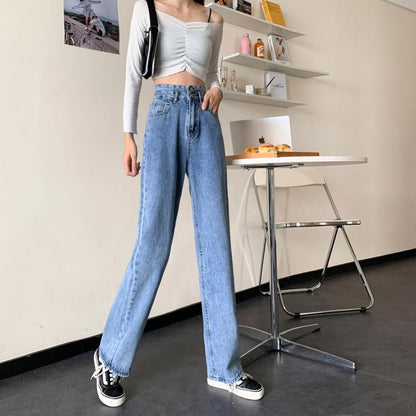 Damen Weite Jeans Lässiger Schnitt Eveloria