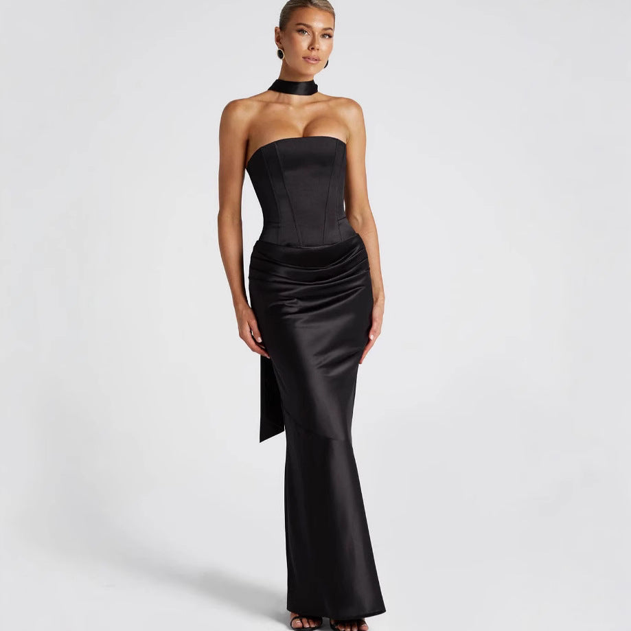 Damen Hochzeitskleid Schulterfrei Elegant Taillenverband