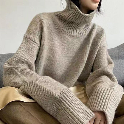 Damen Oversized Rollkragenpullover Weiches Strickmaterial Eveloria