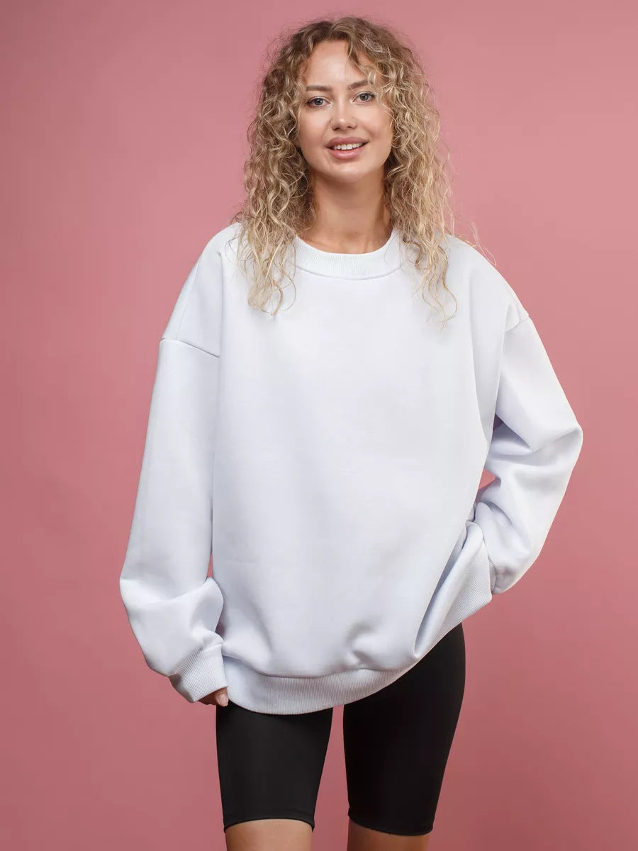 Damen Sweatshirt Weiches Innenfutter Breite Schultern Grau