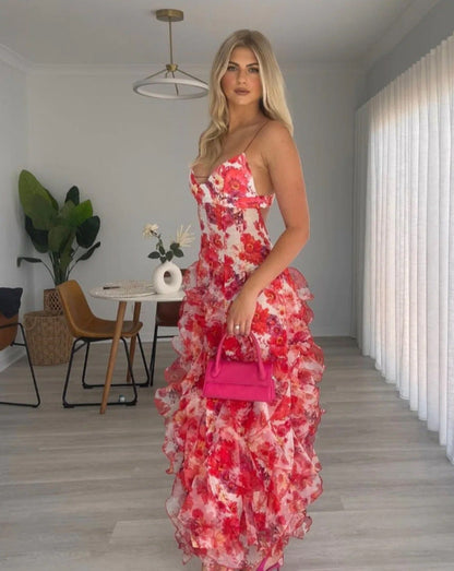 Damen Maxikleid Floral Print Sommer
