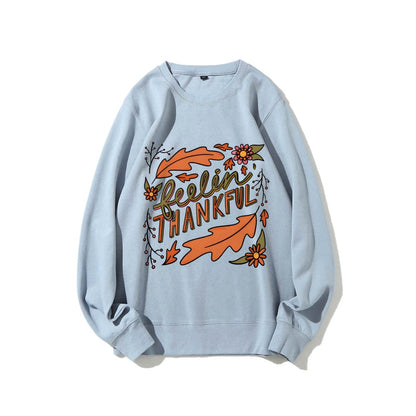 Damen Sweatshirt Bunt Herbstmotiv Baumwolle