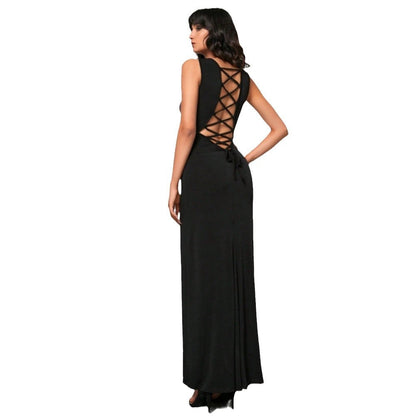 Damen Maxikleid mit Schnürung Rücken Eveloria