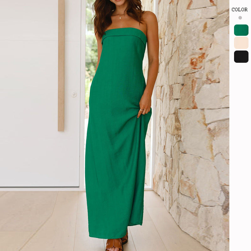 Damen Maxikleid Schlichtes Design Baumwolle Bequem - Eveloria