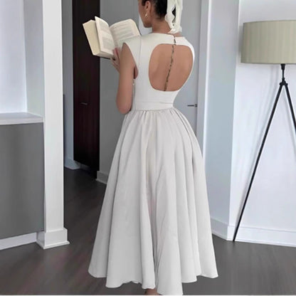 Damen Maxikleid A-Linie Rundhals Elegant Eveloria