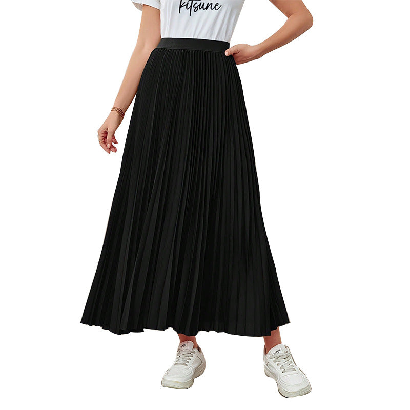 Damen Maxirock Plissiert Elastischer Bund Eleganter Schnitt