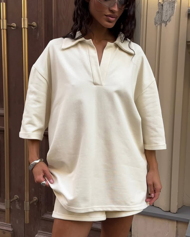 Damen Poloshirt Kleid mit Seitenschlitzen Lässig