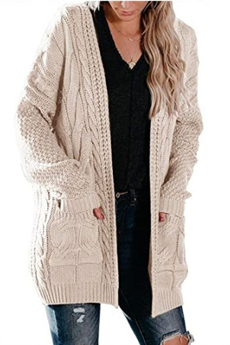 Damen Grobstrick-Cardigan mit Taschen und Strukturdesign Eveloria