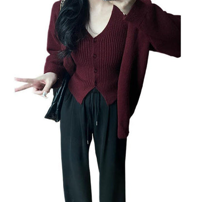 Damen Strickjacke mit Knöpfen Lässig Braun