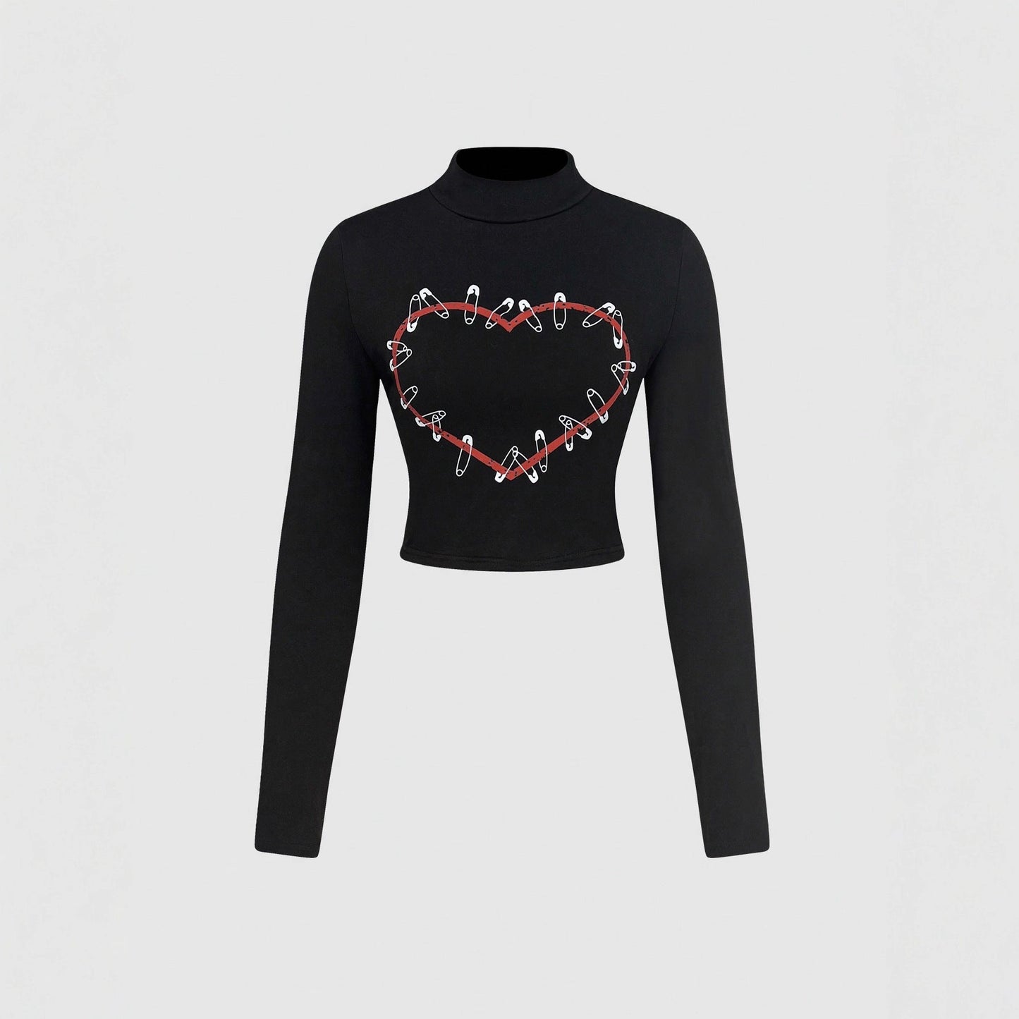 Damen Langarm Crop- Herz-Design Eveloria - Eveloria