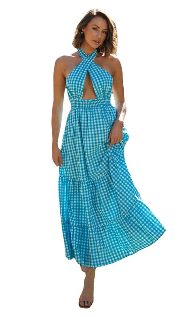 Damen Maxikleid Wickeloberteil Rüschen Saum Eveloria