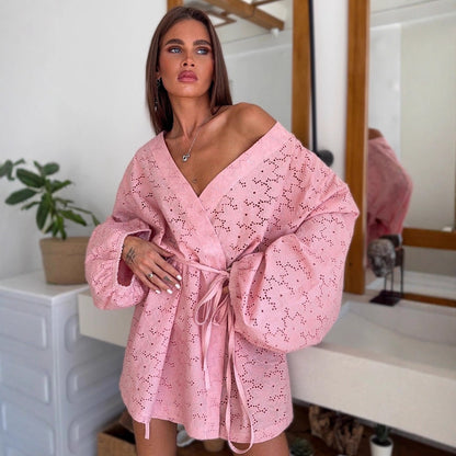 Damen Kimono mit Taillengürtel Modisch Eveloria
