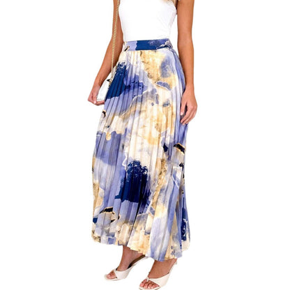 Eveloria Damen Plissee-Rock Floralmuster Elastisch