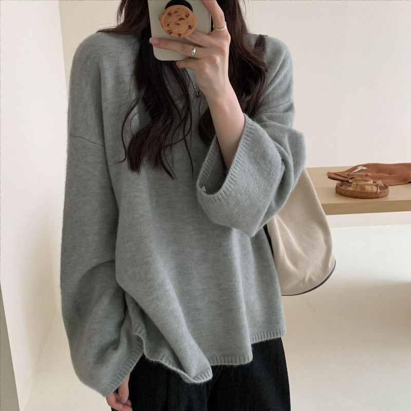 Damen Oversized Strickpullover Weiter Schnitt Feines Material