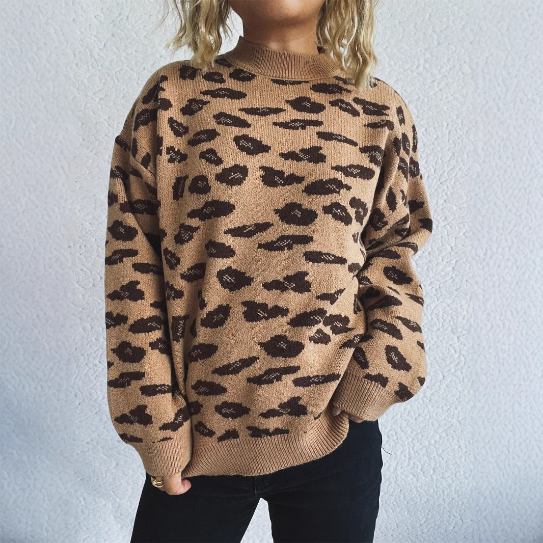 Damen Strickpullover Tiermuster Lässig Eveloria