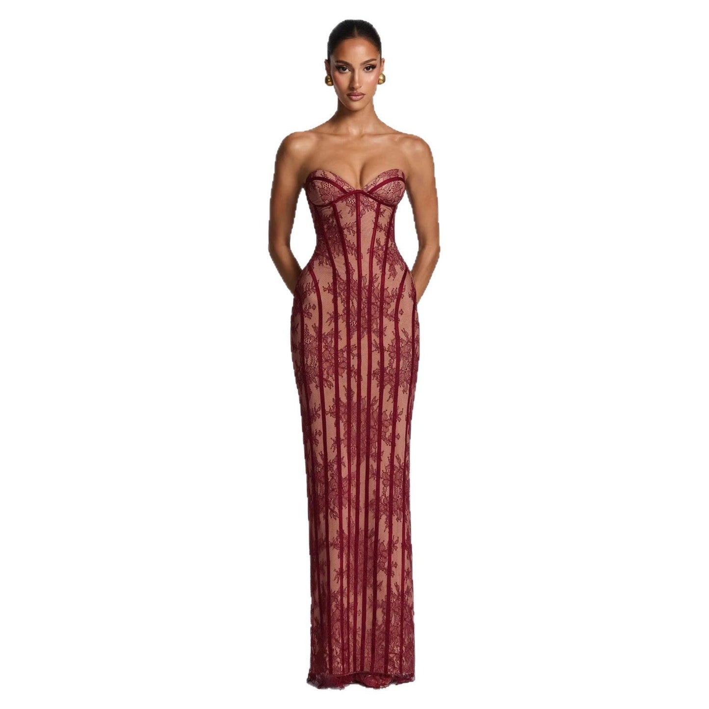 Damen Spitzenkleid mit Bustier-Oberteil und eleganten Details Eveloria