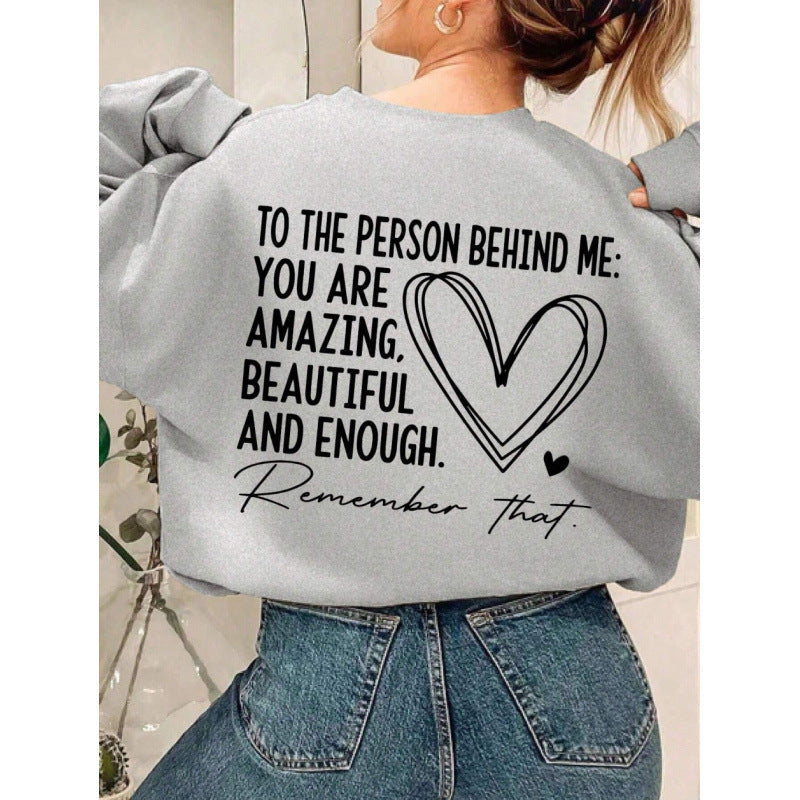 Damen Sweatshirt Lässig Inspirierendes Motiv Grau Eveloria