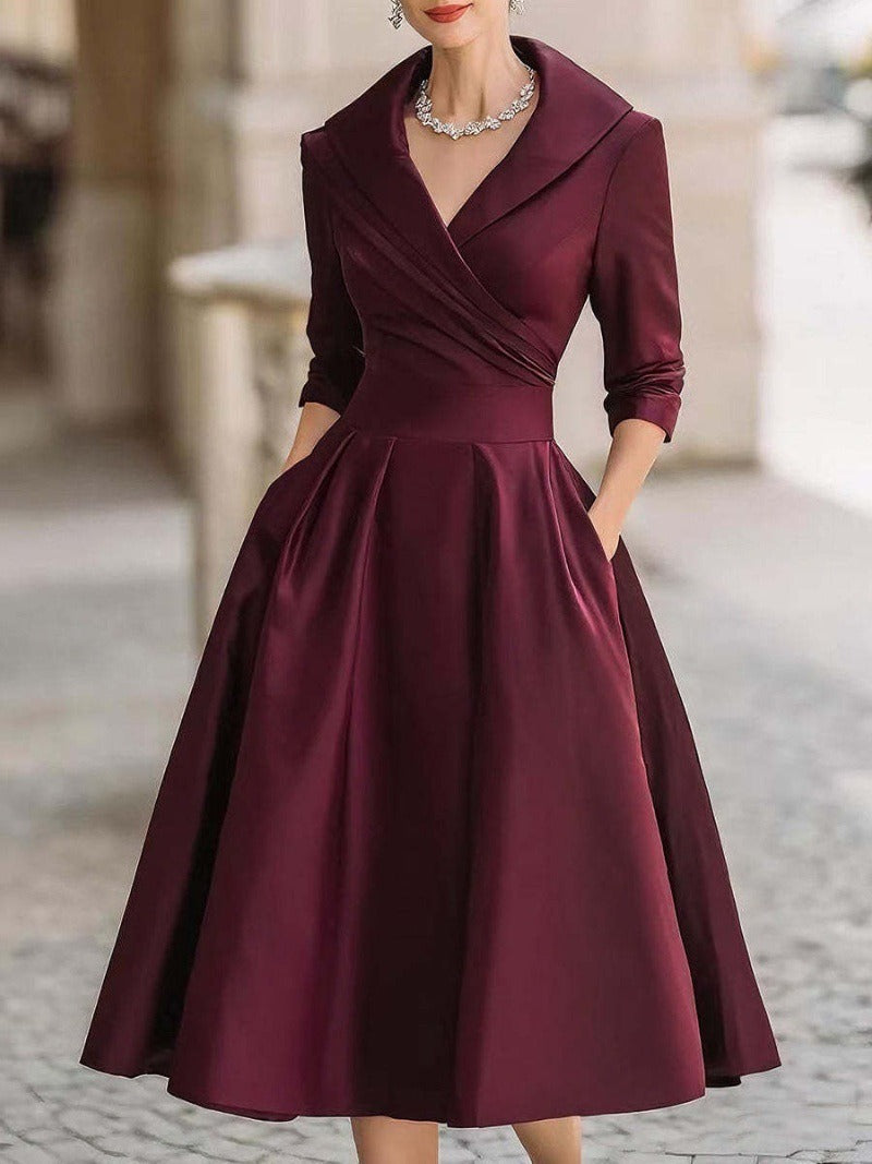 Damen Wickelkleid mit Schößchen und Taschen Eveloria