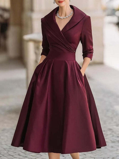 Damen Wickelkleid mit Schößchen und Taschen Eveloria
