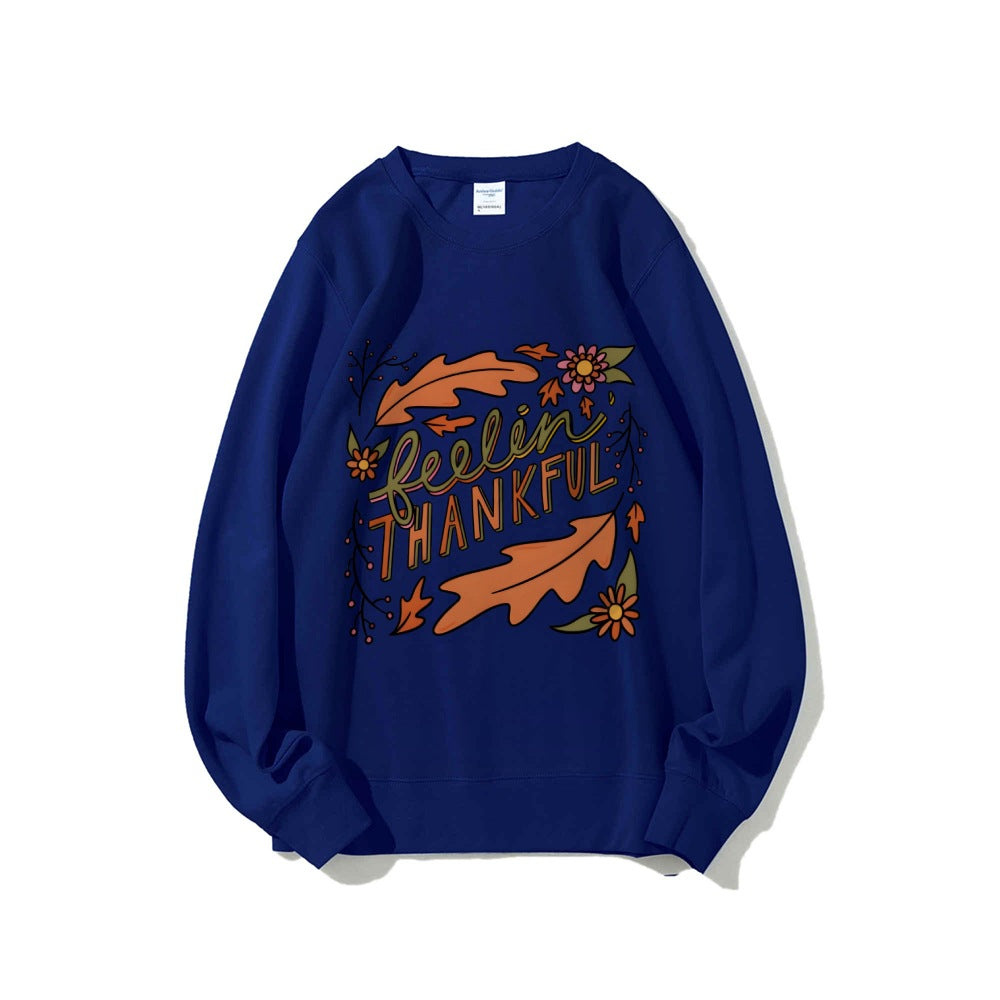 Damen Sweatshirt Bunt Herbstmotiv Baumwolle
