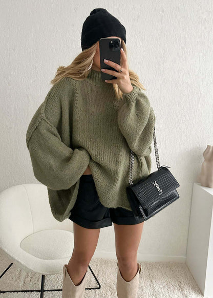 Damen Oversized Strickpullover Gemütlicher Schnitt Modern