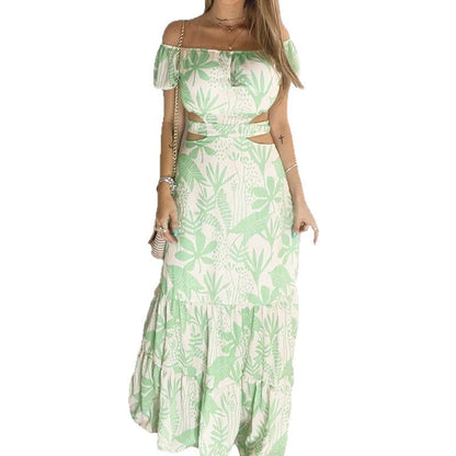 Damen Maxikleid Off-Shoulder Rüschen
