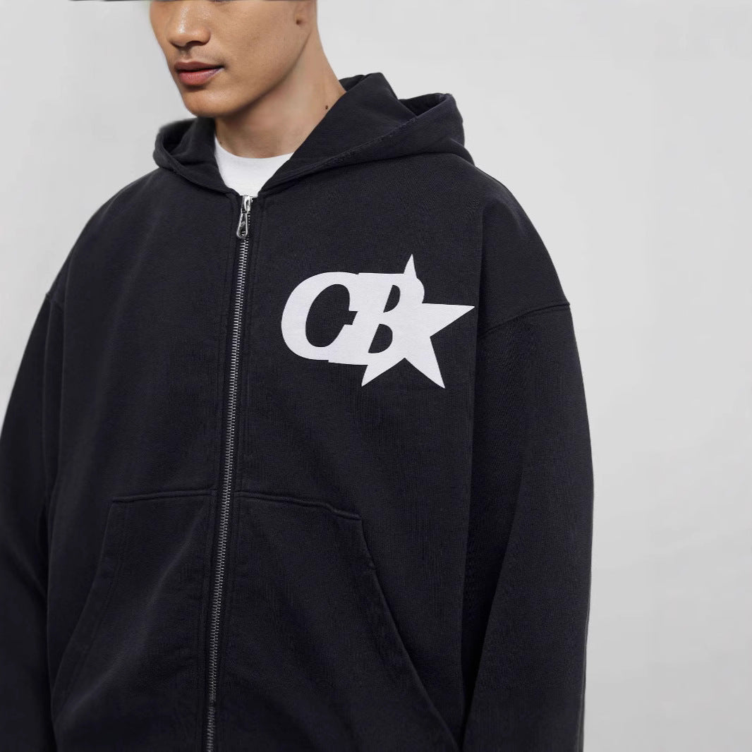 Herren Kapuzensweatjacke Bequem Logo Bund Eveloria
