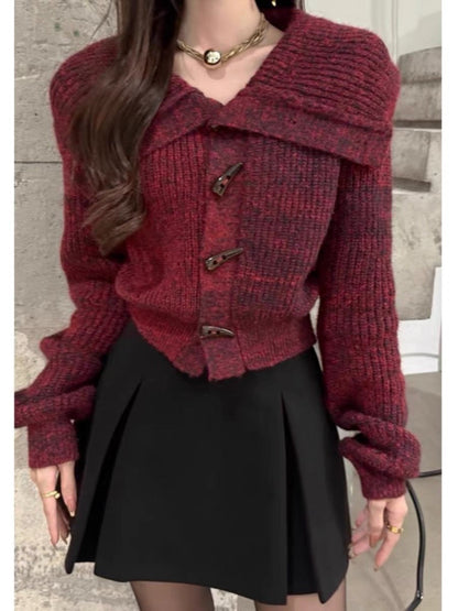 Damen Strickjacke mit Kragen und Drehverschluss Eveloria
