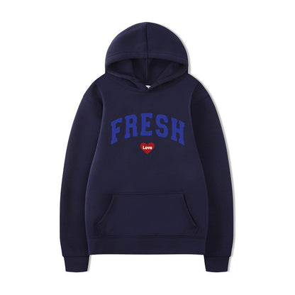Damen Kapuzenpullover Weiches Fleece Verspielter Schriftzug Grau