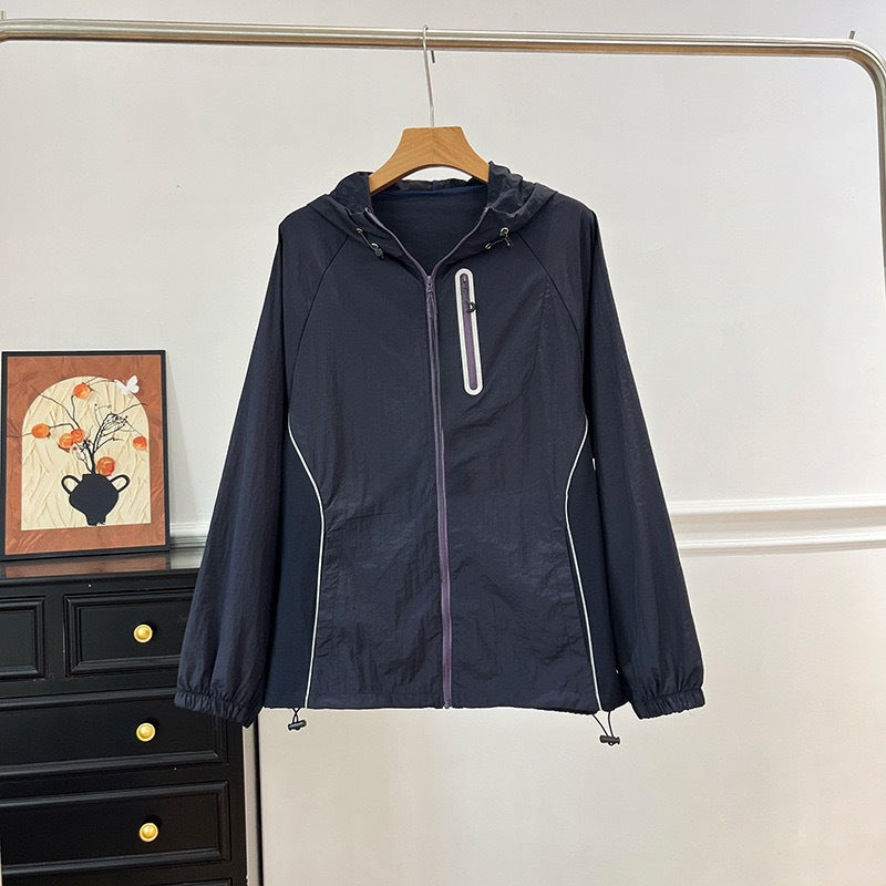 Damen Sportjacke Leicht Atmungsaktiv Kapuze Eveloria