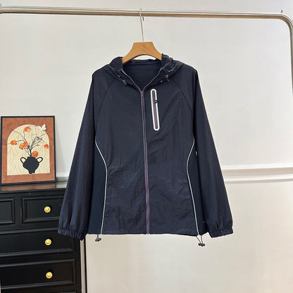 Damen Sportjacke Leicht Atmungsaktiv Kapuze Eveloria